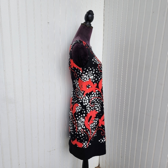 ALYX Limited Sleeveless Geometric Floral Black White & Red Shift Dress Size 6 - Picture 5 of 14